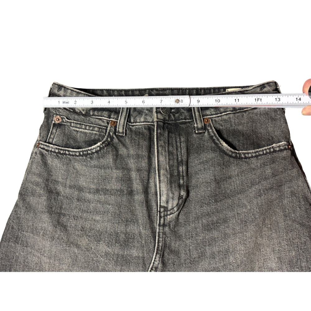 NWOT We The Free Black Denim Mini Skirt Raw Fringe Hem Distressed Size 25 - Picture 5 of 8